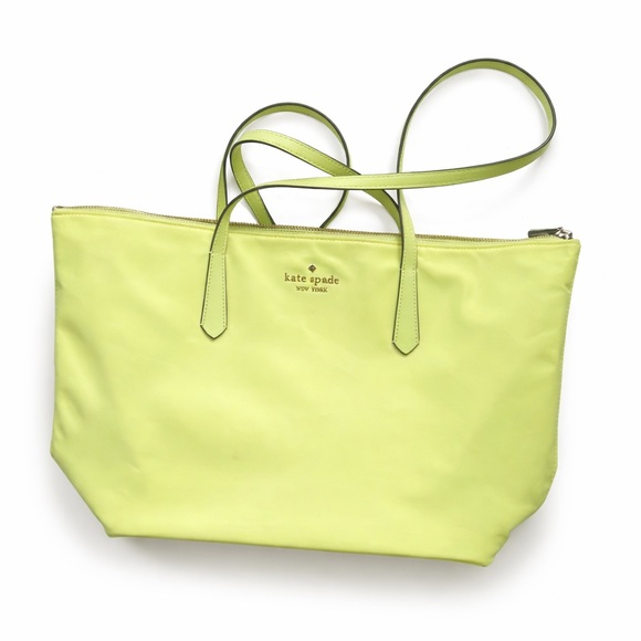 Kate Spade Large Kitt Nylon Tote Bag in Melon Rind (Lime Green) (NWOT) - Picture 2 of 5